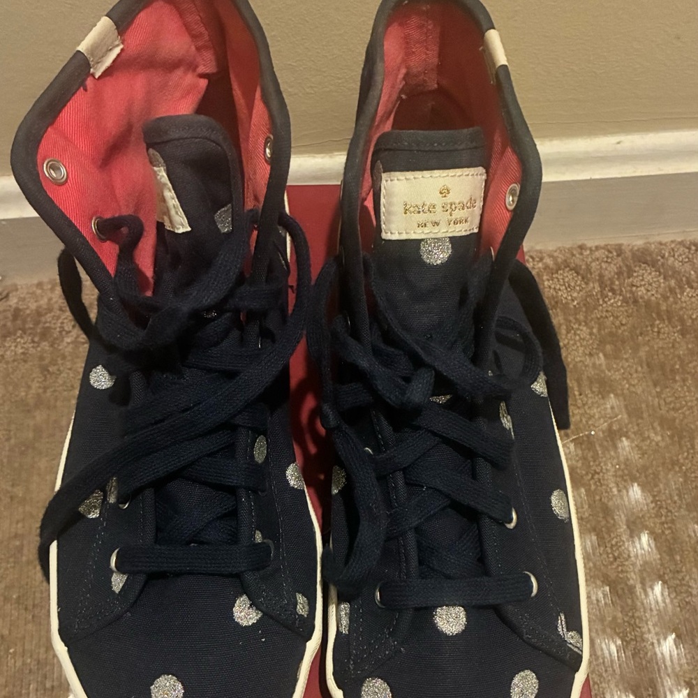 kate spade Navy Polka Dot High-Top Sneakers